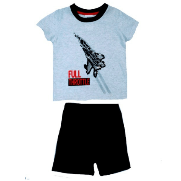 Rocket Embroidered Set Of Shorts And Shirt For Toddlers